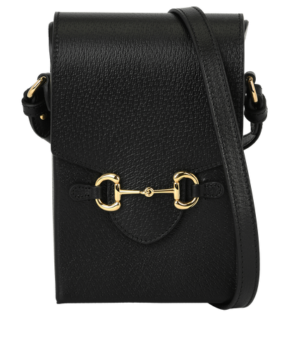Horsebit 1955 Vertical Crossbody, &pound;450, Handbags, Black, Leather, Front view